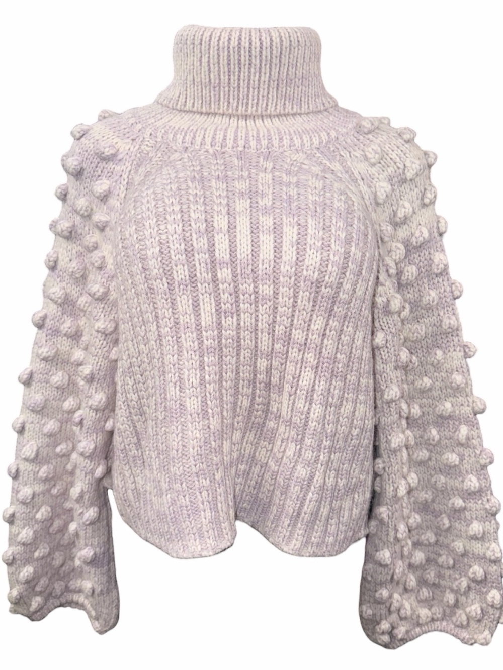 ELEVEN SIX Women's Lavender Pom-Pom Turtleneck Sweater